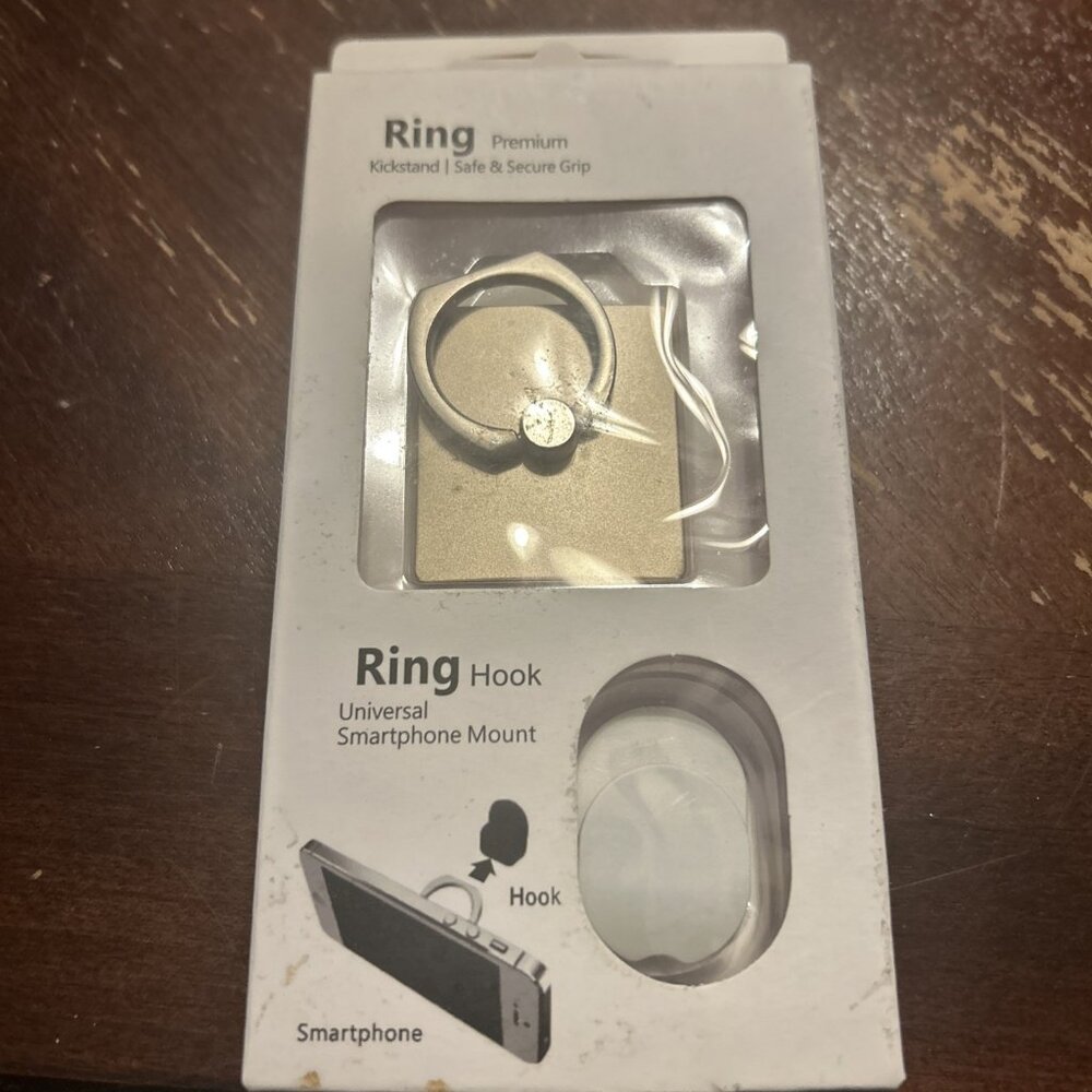 Ring Premium Kickstand & Ring Hook Universal Smartphone Mount Laptop New Cream